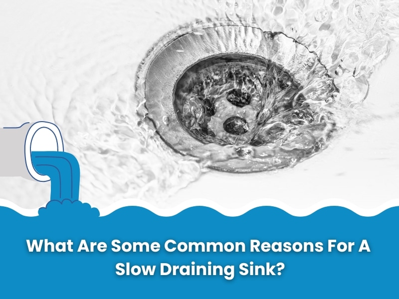 Water pooling around a slow draining sink due to common household clogs in the drain.