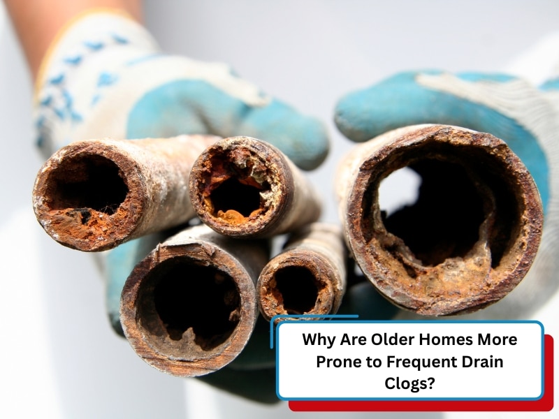 A close-up of corroded pipes shows why older homes cop frequent drain clogs.
