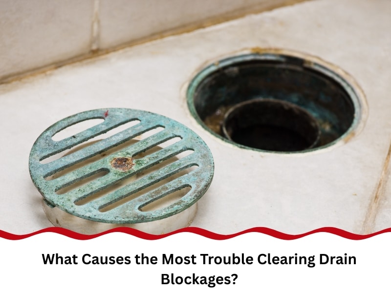 Bathroom floor drain opened for clearing drain blockages