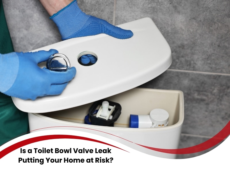 Toilet Bowl Valve Leak inspection with plumber removing cistern lid.