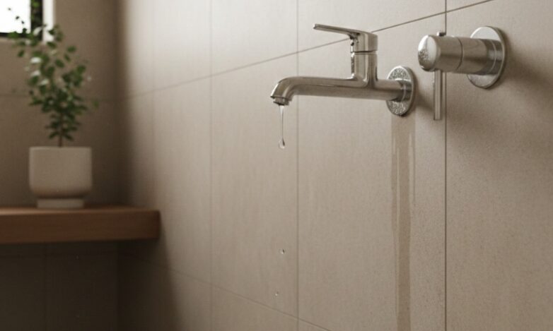 Leaking shower tap dripping water in a Sydney bathroom