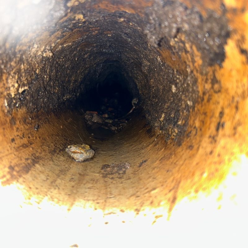 CCTV inspection view inside a damaged pipe before pipe relining is recommended