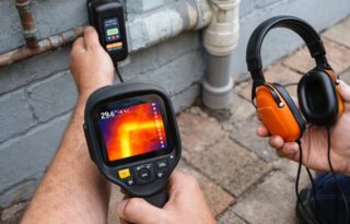 Non-invasive pipe leak detection process using advanced diagnostic tools