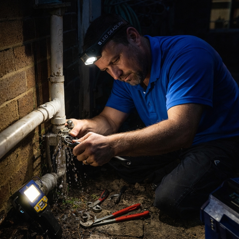 Urgent plumbing repair underway to prevent water damage in a Sydney property
