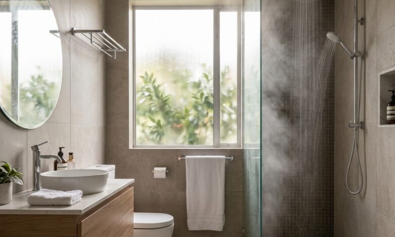 Shower running cold in a Sydney bathroom with modern fixtures