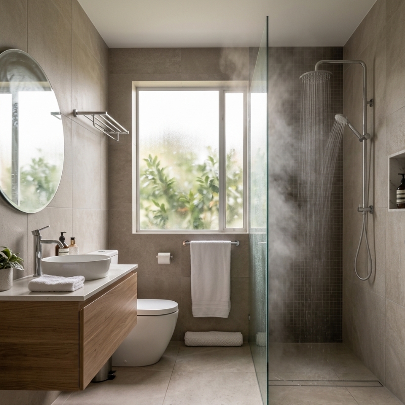 Shower running cold in a Sydney bathroom with modern fixtures