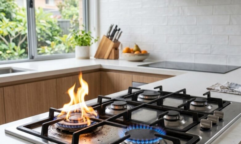 How to tell if your gas appliances are unsafe by checking flame colour and soot on a home gas cooktop