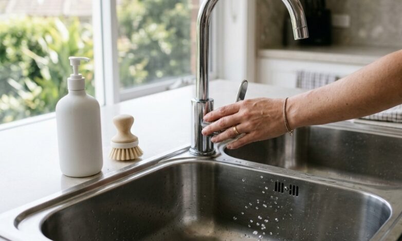 Gurgling kitchen sink drain with small bubbles in a Sydney home