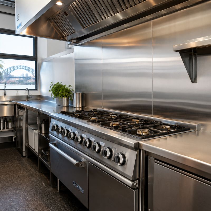 Commercial kitchen in Sydney after professional gas cooktop installation
