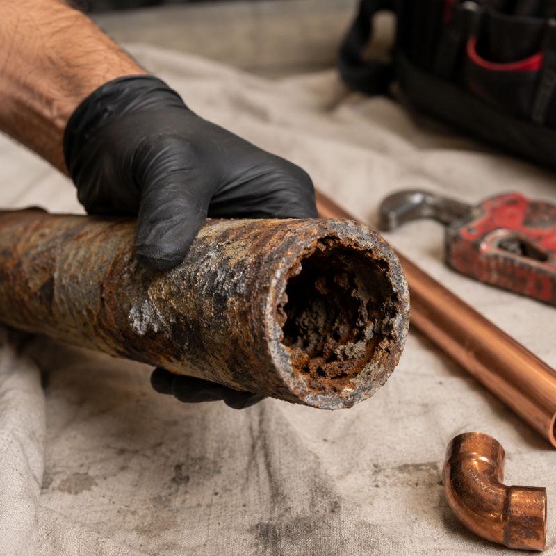Corroded galvanised water pipe removed from an older Bayside home