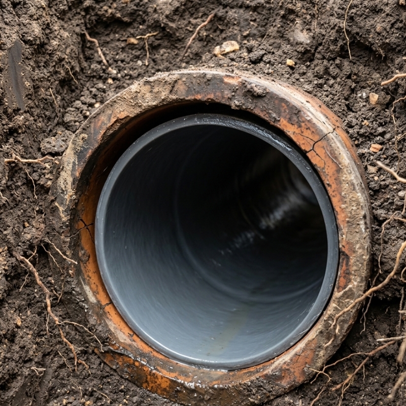 Pipe relining with a cured liner inside an existing residential drainage pipe