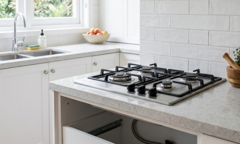 Thinking of Adding a Gas Cooktop or BBQ Line Why Gas Work in NSW Must Be Done by a Licensed Gas Fitter Gas cooktop with a professionally installed gas connection in a Sydney home