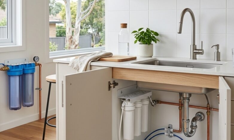 Under-Sink, Whole-House or Reverse Osmosis Choosing the Right Water Filter for Your Sydney Home Water filtration systems for a Sydney home including under-sink and reverse osmosis filters