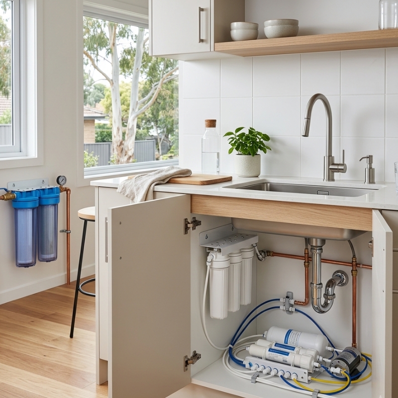 Water filtration systems for a Sydney home including under-sink and reverse osmosis filters