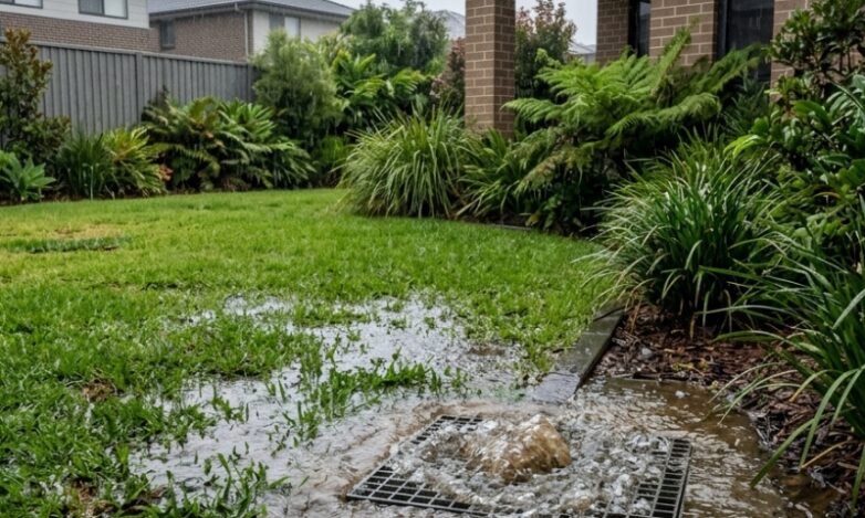 Who Is Responsible for a Blocked Stormwater Drain in Sydney, the Homeowner or the Council Blocked stormwater drain overflowing in a Sydney backyard during heavy rain