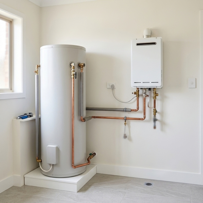 Storage and continuous flow hot water systems