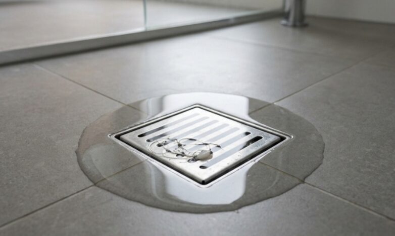 What Causes Blocked Drains, and How to Tell Which Drain Is Blocked Blocked drain with standing water in a residential bathroom